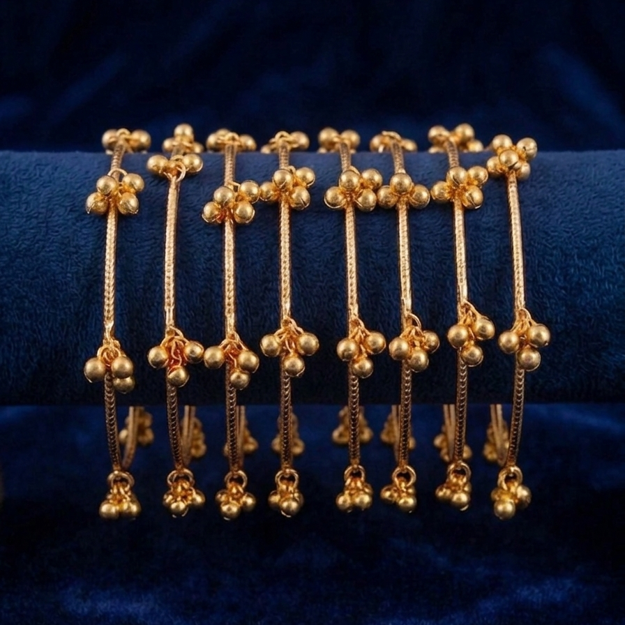 Lovelyesh Traditional Kashmiri Gold-Plated Beaded Bangles