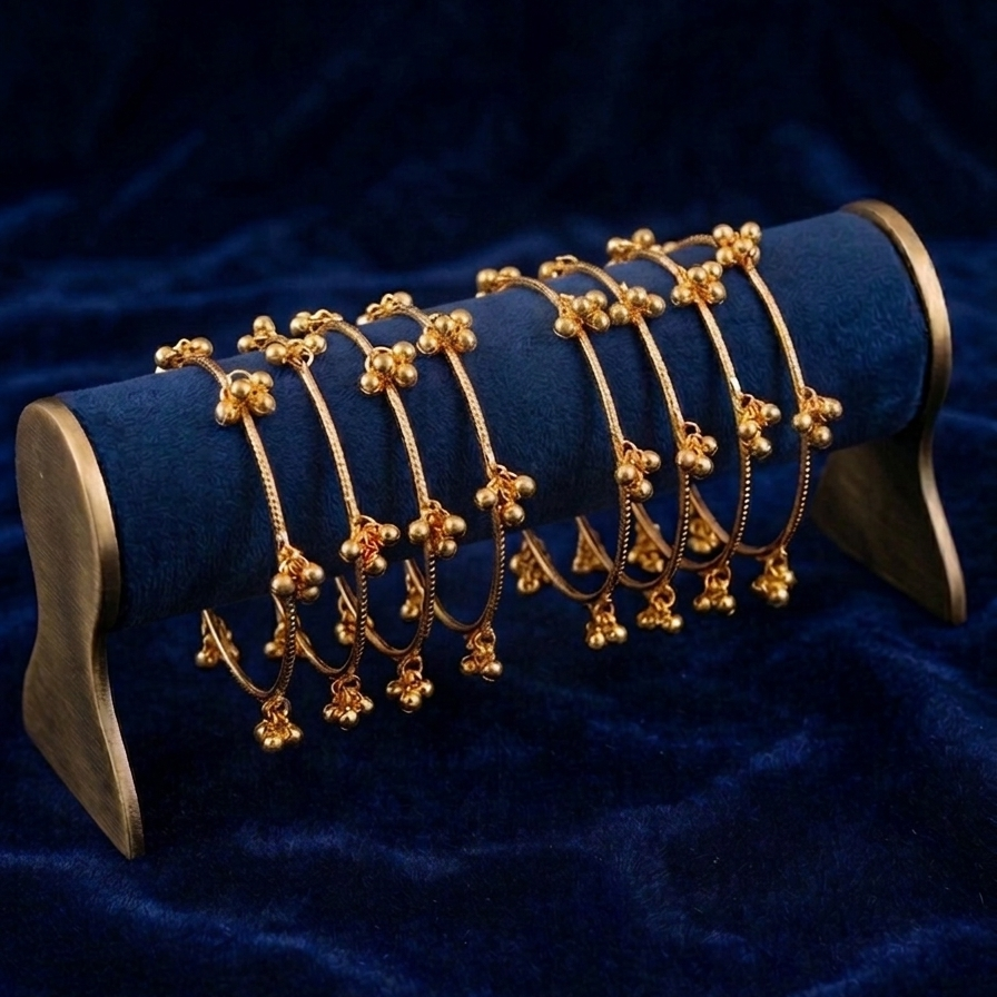 Lovelyesh Traditional Kashmiri Gold-Plated Beaded Bangles